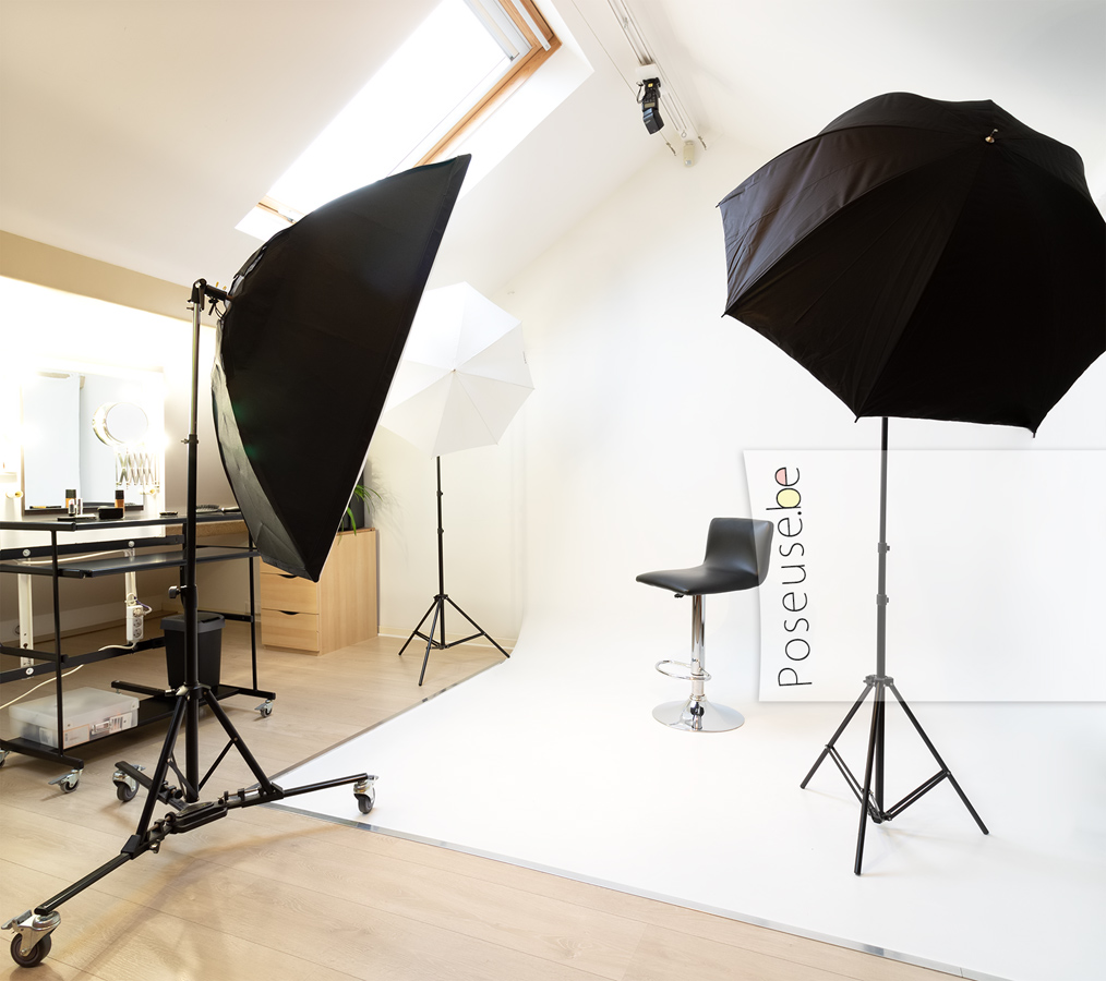 Vue intérieure de notre studio de photo à Bruxelles